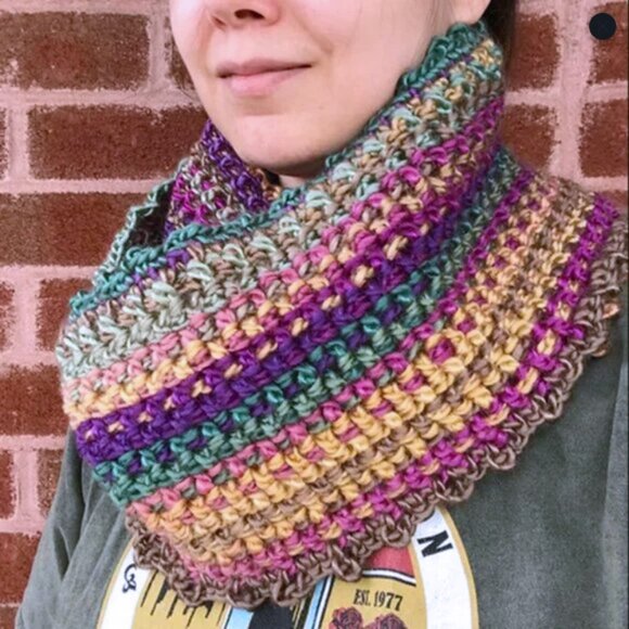 NEW Chunky Acrylic Handmade Crochet Double-Wrap Infinity Cowl in Jewel Tones - Picture 1 of 3